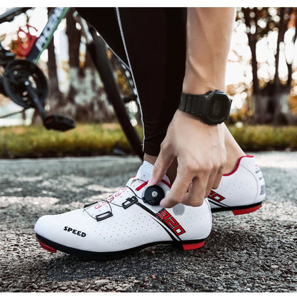 Scarpe da ciclismo professionali con suola in gomma, fibbia a bottone, scarpe da MTB da donna senza chiusura, scarpe da ciclismo indoor da uomo, scarpe da ciclismo cross-country