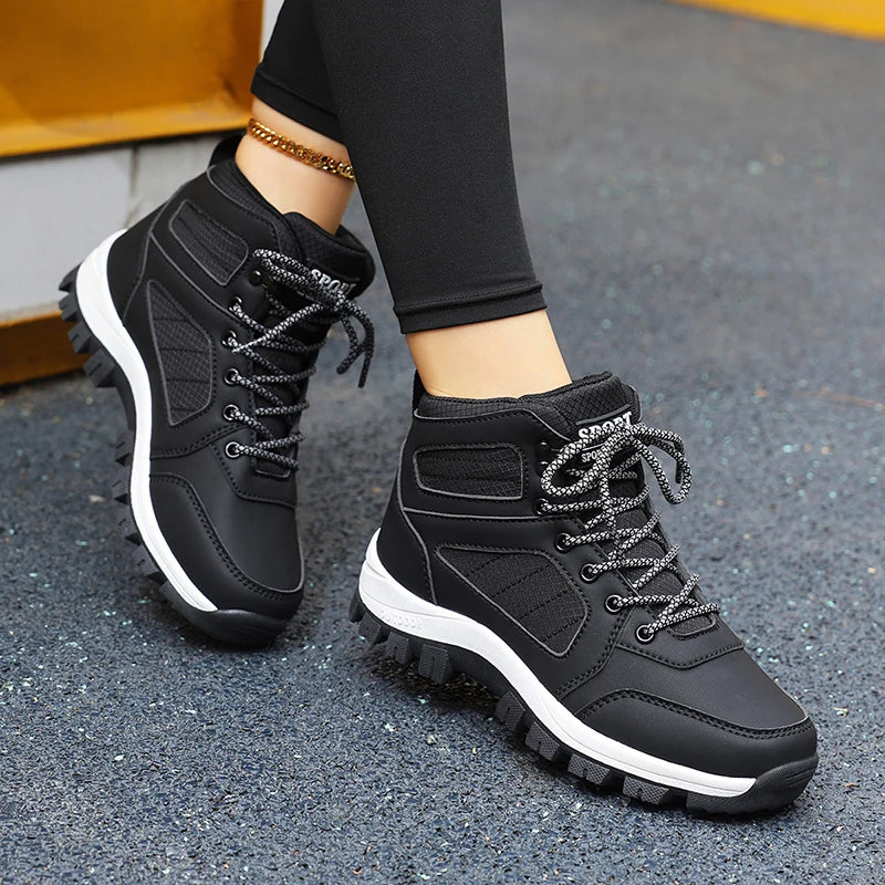 Scarpe sportive da donna bianche, casual, antiscivolo, da corsa, per escursioni all’aperto, arrampicata, impermeabili, traspiranti, con lacci, con suola rialzata