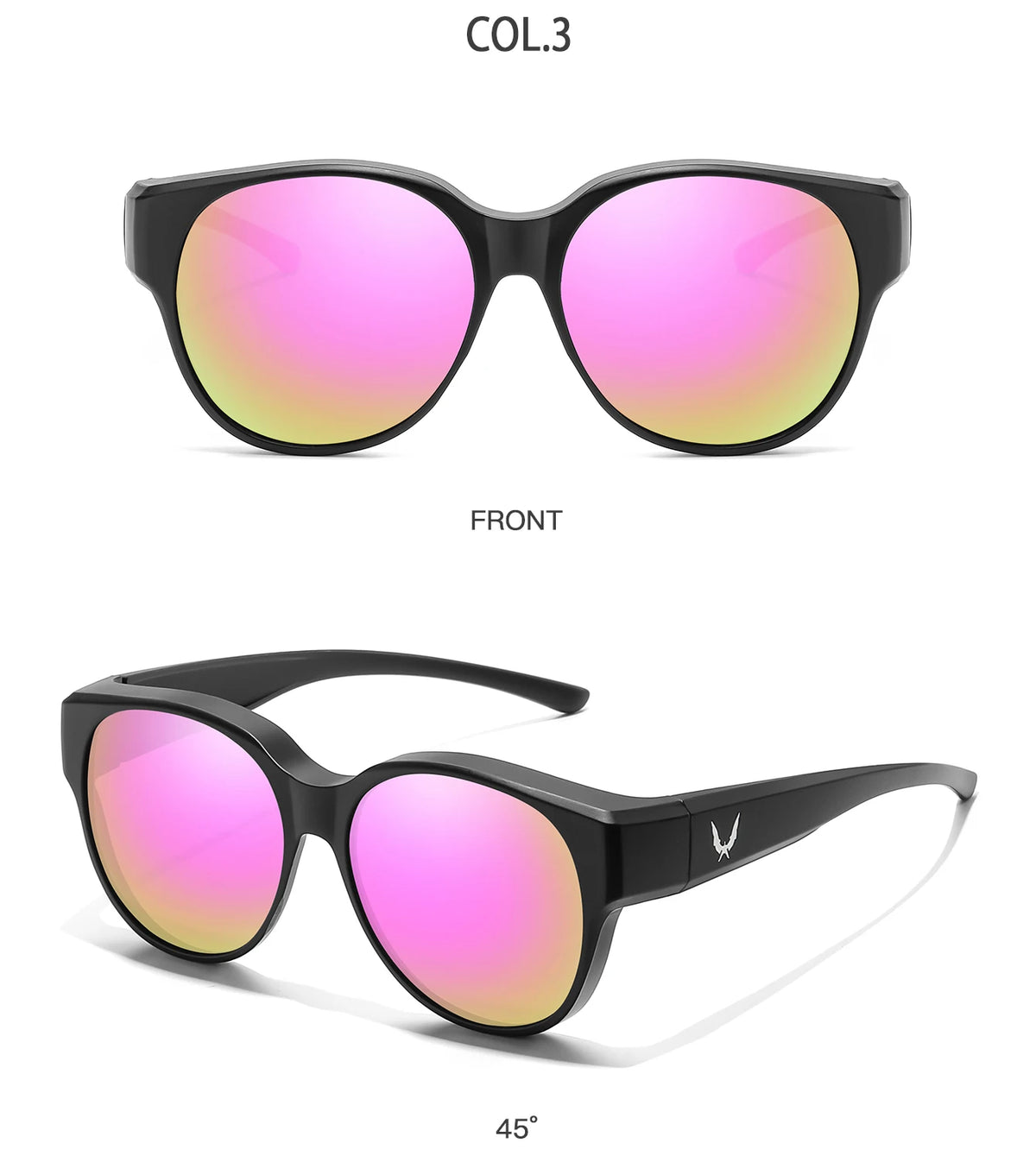 Okulary nakładane na okulary korekcyjne z etui, do noszenia na okularach korekcyjnych, unisex, okrągłe, z ochroną przed promieniowaniem UV, do uprawiania sportów na świeżym powietrzu, wędkarstwa, turystyki pieszej i jazdy na rowerze