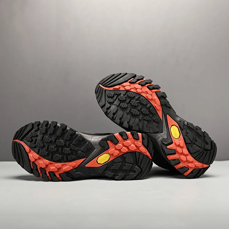 HIKEUP Scarponi da trekking da uomo alti, scarpe invernali da outdoor, con lacci, antiscivolo, sportive, casual, da trekking, in pelle scamosciata, calde