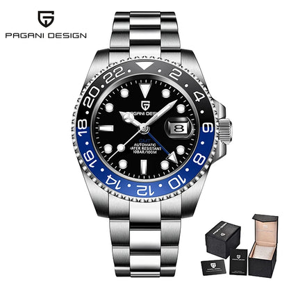 New PAGANI DESIGN Top Brand GMT Mens Wristwatch Sapphire Glass Automatic Men's Watch 100M Waterproof 40mm Men Mechanical Watches
