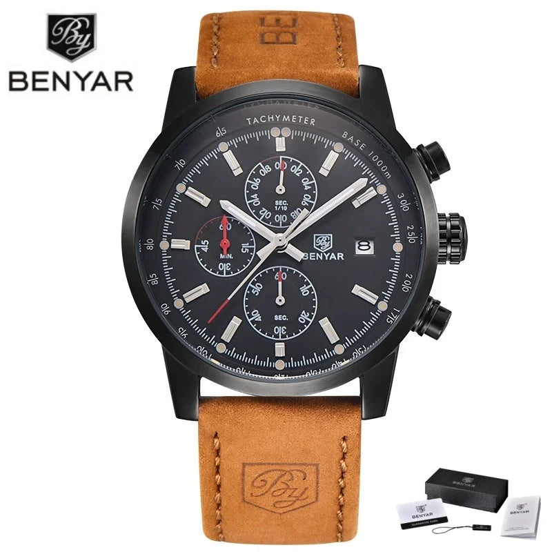 Montre pour homme BENYAR 5102 – Chronographe sportif de luxe à quartz, accessoire de mode d'une grande marque