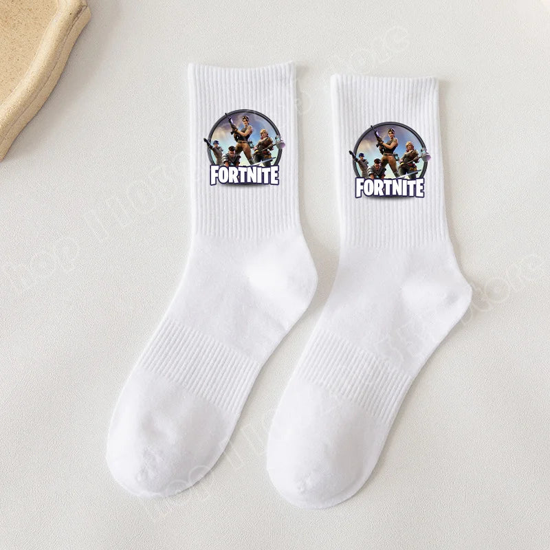 Fortnite Socks Cartoon Game Character Long Socks for Kids and Students in Spring and Autumn Solid Color Cotton Socks Birthday Gifts