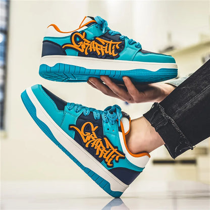 Modne niebieskie designerskie buty do skateboardingu dla mężczyzn, odzież uliczna, hip-hopowe trampki dla mężczyzn, luksusowe trampki na platformie do skateboardingu dla mężczyzn, buty do koszykówki dla mężczyzn