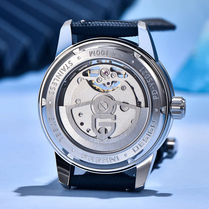 PAGANI DESIGN Newest 41MM Luxury Men's Mechanical Watch Sapphire Glass Leather Waterproof Pilot Tourbillon Moon Reroj Hombre