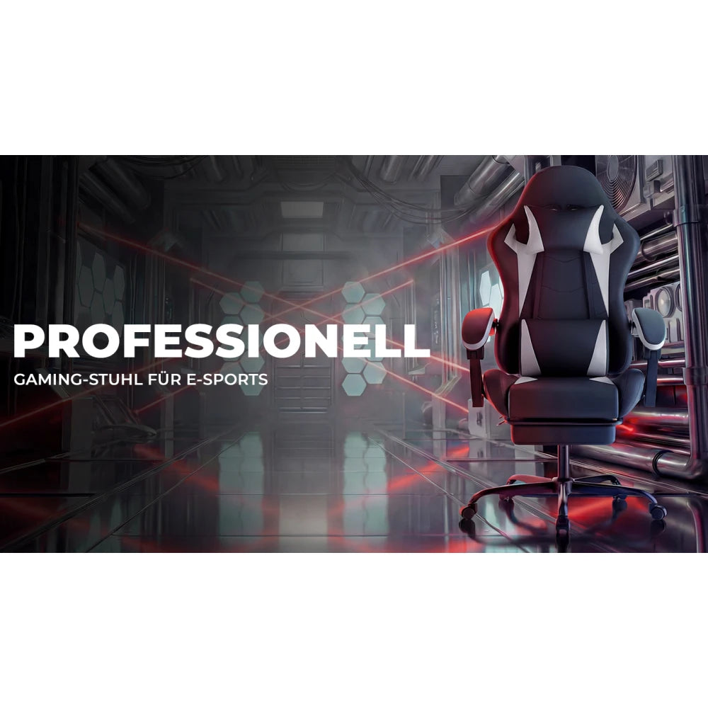 Ergonomic Gaming Chair with Lumbar Support & Headrest, Adjustable Gamer Chair, Reclining PC Office Chair with Footrest for Adults