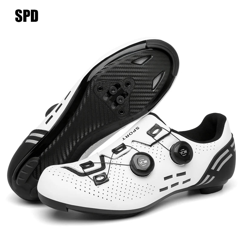 Sapatos de ciclismo para homem: sapatos profissionais de BTT e SPD; sapatos de corrida de montanha; sapatos de ciclismo de estrada SPD para mulher