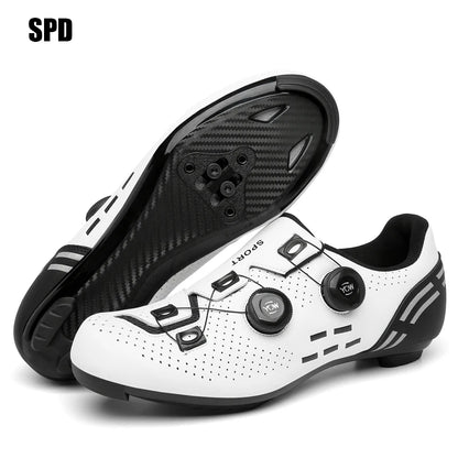 Sapatos de ciclismo para homem: sapatos profissionais de BTT e SPD; sapatos de corrida de montanha; sapatos de ciclismo de estrada SPD para mulher