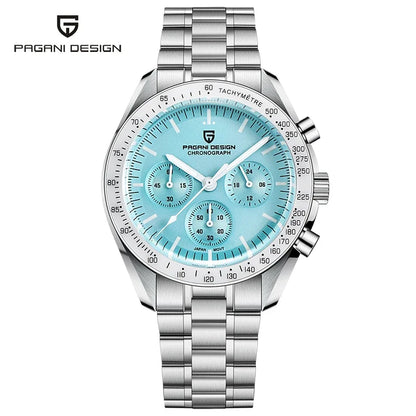 PAGANI DESIGN herenhorloge „New Moon“ – Luxe quartzhorloge, chronograaf, saffierglas met antireflectiebehandeling, keramische lunette, lichtgevende wijzers