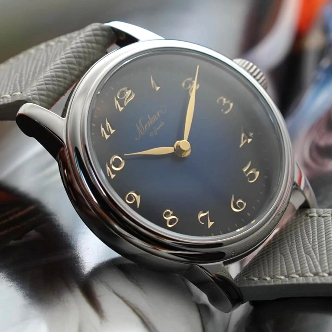 NEW Merkur Intaglio Watch 50m Skin Diver Watch Vintage Gray Mechanical Hand Watch 38mm Sapphire Relogio Masculino