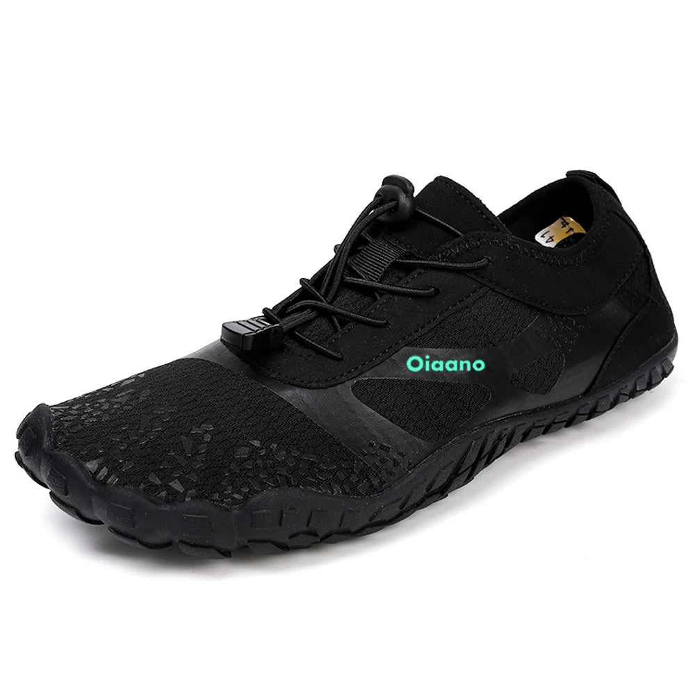 Oiaano Barfußschuhe mit breiter Zehenbox, schwarz, für Damen und Herren, Unisex-Sportsneaker, Aqua-Strandschuhe mit weicher Sohle, leicht und atmungsaktiv
