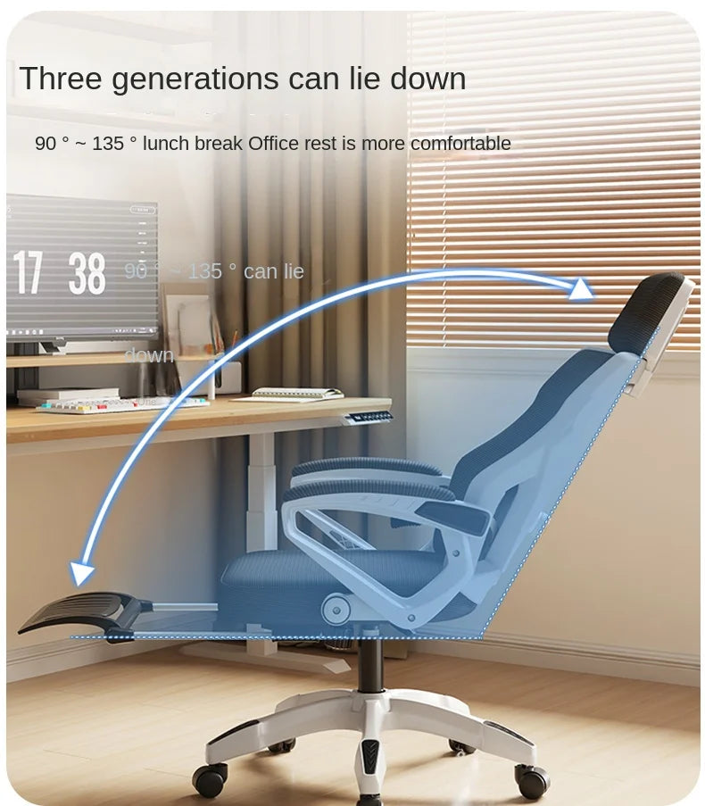 Ergonomischer Relaxsessel, bequemer Bürostuhl, Computerstuhl für zu Hause, Studentenwohnheim, Gaming-Stuhl mit Fußstütze