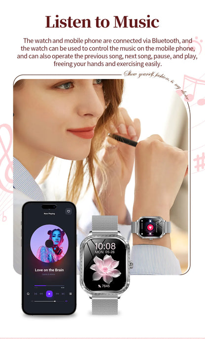 LIGE New Luxury Smart Watch Heart Rate Monitor Fashion Ladies Bracelet 2024 Bluetooth Call Smartwatch Womoen For Android IOS