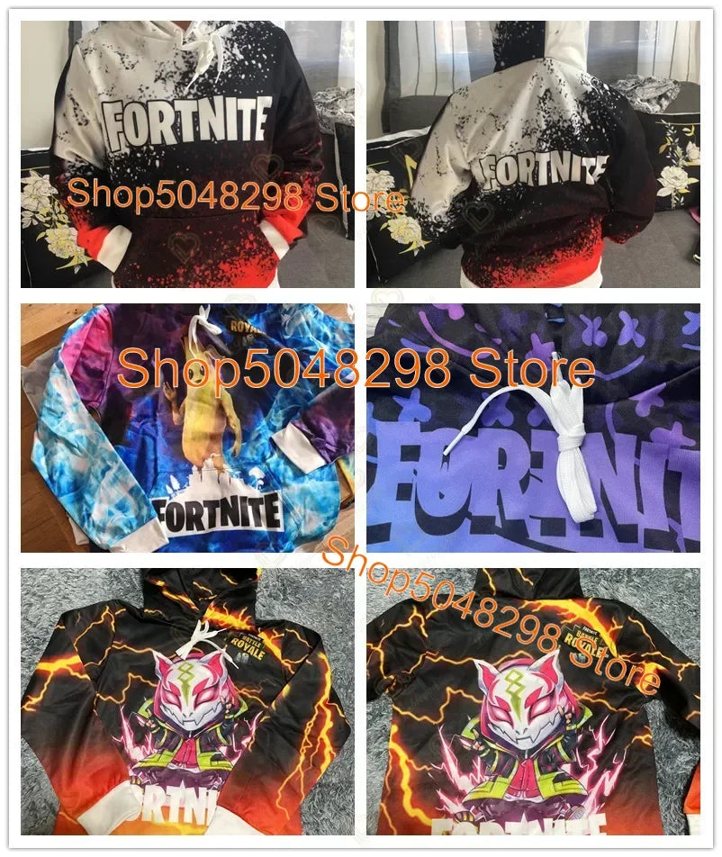 Męskie i damskie bluzy z kapturem z nadrukiem 3D Battle Royale z motywem Fortnite Victory – bluzy z kapturem dla chłopców i dziewcząt w stylu streetwear