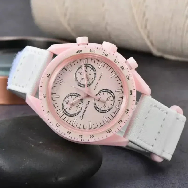 2025 Newest Unisex Quartz Chronograph Watch - Celestial Galaxy Dial 6-Hand Moon Mercury Design