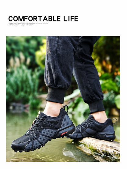 Scarpe da trekking da uomo all-terrain, scarpe sportive outdoor in mesh traspirante, antiscivolo e resistenti all’usura, scarpe da trekking e ciclismo outdoor