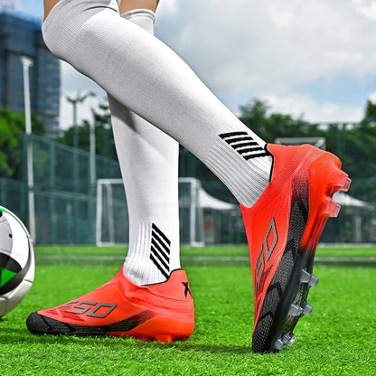 Chaussures de football respirantes AG pour hommes et femmes, chaussures de football professionnelles antidérapantes, chaussures de sport d'extérieur, crampons d'entraînement