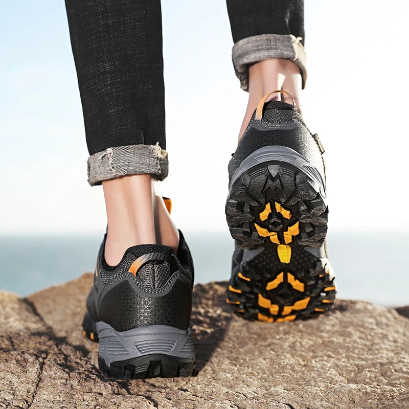 HIKEUP Breathable Cushioning Nonslip Sneakers Men's Hiking Shoes Running Trekking Sneakers Outdoor Mountain Sports Shoes for Men