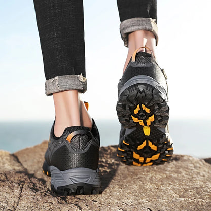 HIKEUP Breathable Cushioning Nonslip Sneakers Men's Hiking Shoes Running Trekking Sneakers Outdoor Mountain Sports Shoes for Men