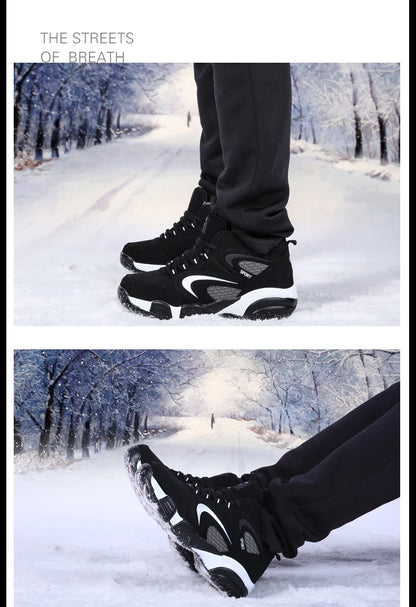 Botas de neve para homem, quentes para o inverno, casal, ténis casuais, moda, couro, desporto ao ar livre, corrida, ténis, homem, antiderrapantes, tamanho grande 48, ténis desportivos