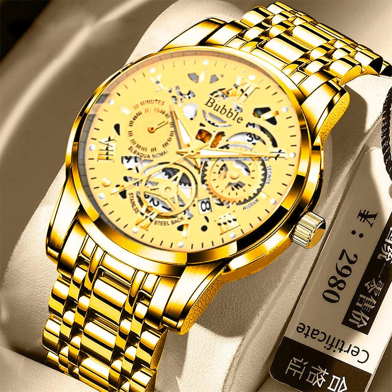 Orologio da uomo UTHAI L93: un modello di tendenza, di alta gamma e versatile, dallo stile «lusso accessibile». Questo orologio al quarzo è dotato di un quadrante traforato con numeri romani ed è impermeabile.