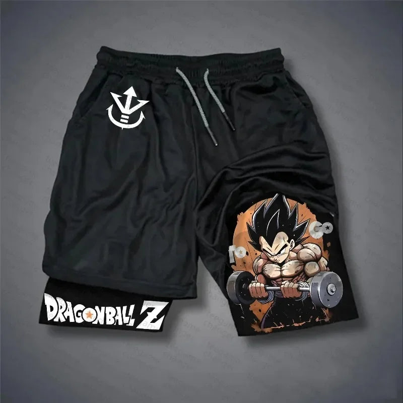 Dragon Ball Summer Fitness Shorts for Men and Women, Double-layer Sports Training Running Shorts, Casual Pants