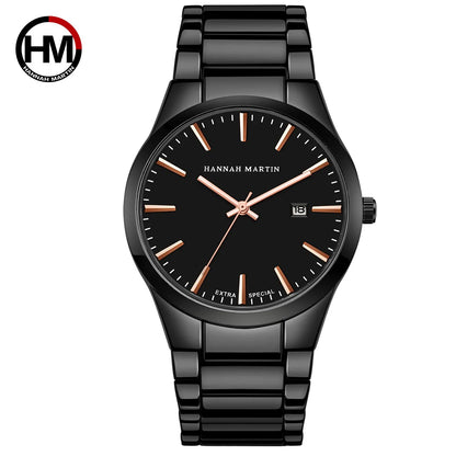 Pánské hodinky Hannah Martin, pouzdro z nerezové oceli, quartzový strojek, ciferník o průměru 41 mm, profesionální styl, s ukazatelem data (imitace)