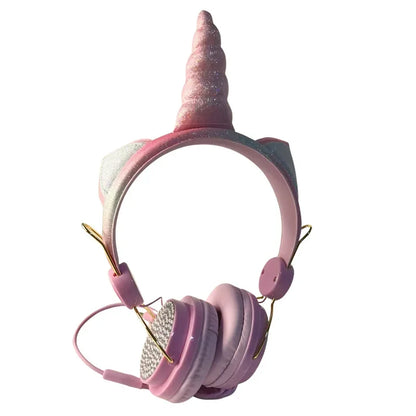 Casque filaire pour enfants, avec oreilles de chat et microphone, oreilles en peluche de licorne, idéal pour les cours en ligne, les jeux vidéo, les étudiants, les filles et les garçons.