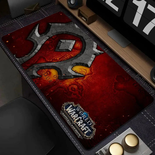 Naturalna podkładka pod mysz Horde Alliance, gumowa, duża mata na biurko pod komputer i klawiaturę, HD World Of Warcraft, gamingowa podkładka pod mysz z szybką powierzchnią i obszytymi krawędziami