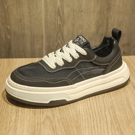 Ultralette, åndbare mesh-sneakers til mænd 2025 – moderigtige fritidssko med tyk sål, behagelige snøresko til daglig gang