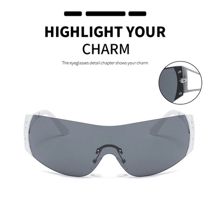 Fashion 2000's Vintage One Piece Sunglasses Women Y2K Wrap Around Retro Sun Glasses Men Punk Eyewear Shades UV400 Oculos