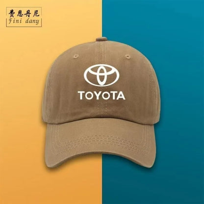 New 2026 high-quality Toyota pure cotton baseball cap with a vintage washed soft-top design, suitable for outdoor cycling and su
