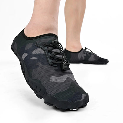 Oiaano Barfußschuhe mit breiter Zehenbox, schwarz, für Damen und Herren, Unisex-Sportsneaker, Aqua-Strandschuhe mit weicher Sohle, leicht und atmungsaktiv