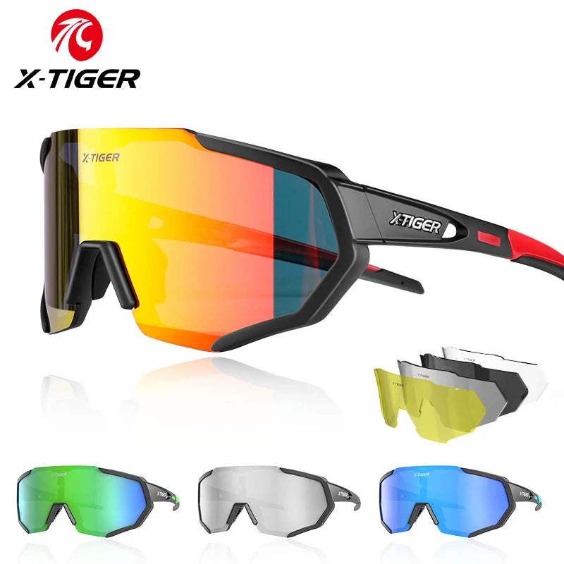 X-TIGER cyklistické brýle, polarizované brýle, cyklistické brýle, sportovní pánské fotochromatické sluneční brýle, brýle pro MTB a silniční kola, 3/5 čoček