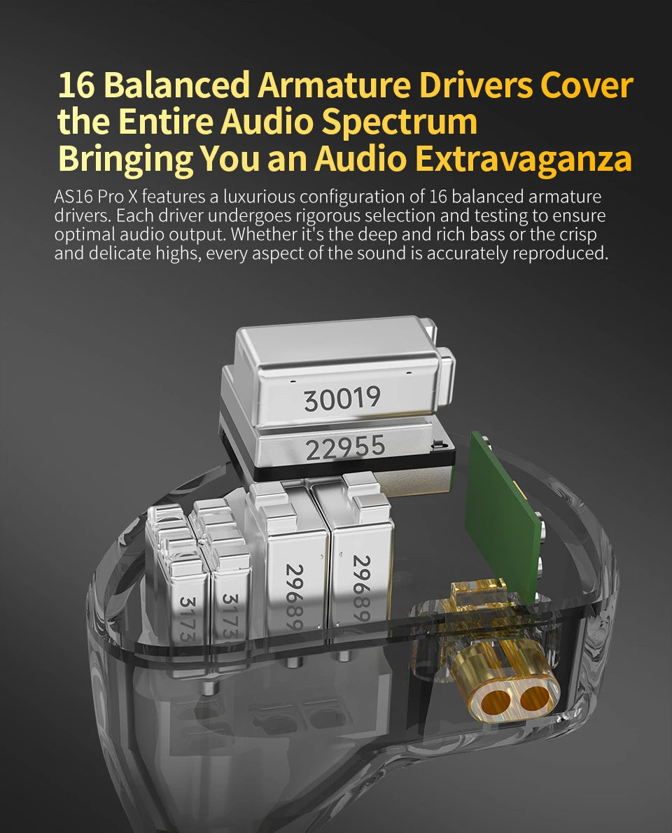 KZ AS16 PRO X in Ear Earphone 8 Balanced Armature Headset Three-Channel Acoustic Duct Structure HiFi Headphones ZSX ZAR ZS10PROX