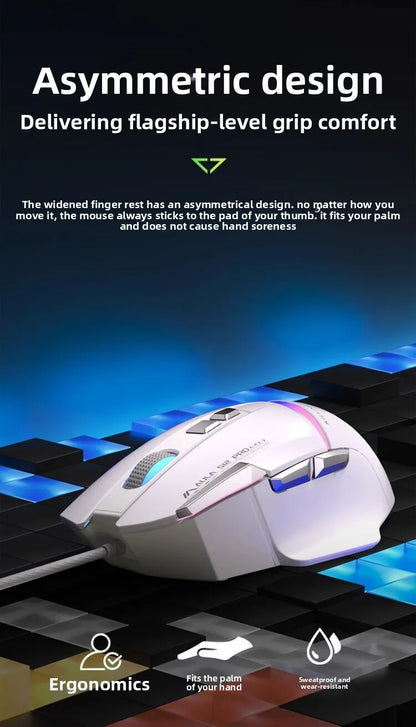 Akční nabídka AULA S12 Pro drátová herní myš 12800 DPI s RGB podsvícením, 8 programovatelnými tlačítky a ergonomickým designem pro PC a notebooky