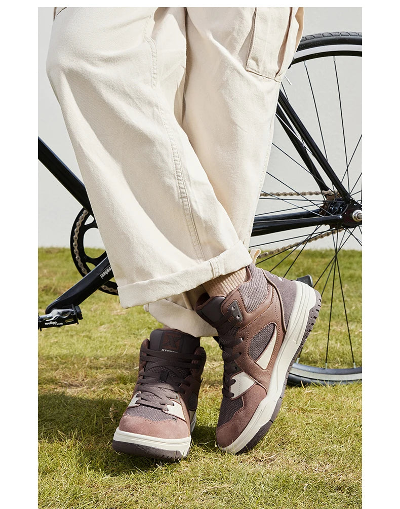 Xtep Skateboarding Shoes Men Wear-Resistant Comfortable Fashion Sport Shoes Shock Absorption High Top Sneakers 877419310024