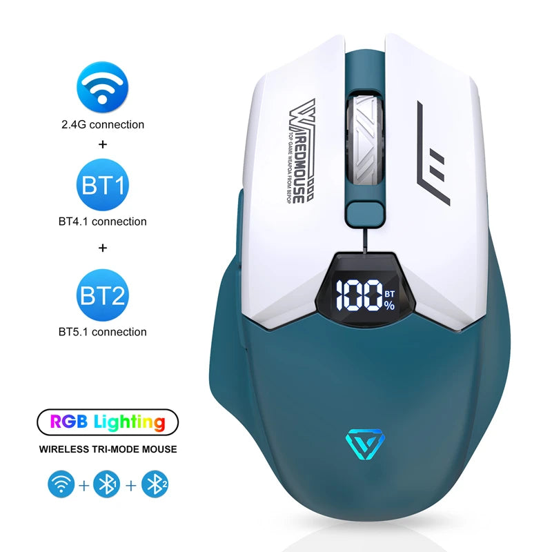 Dual-Mode Wireless Bluetooth Mouse with Smart Screen Display Silent Charging Office Gaming Portable Tablet Universal Mouse