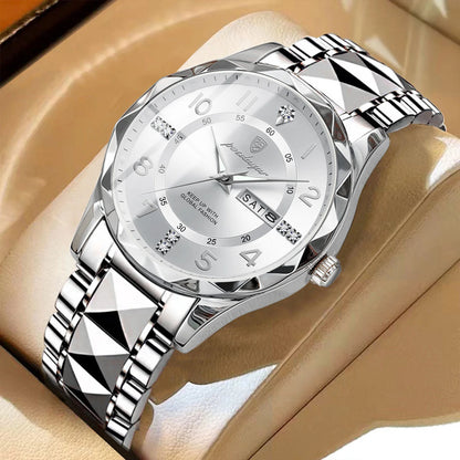 Pánské hodinky POEDAGAR Fashion Luxury, vodotěsné, s luminiscenčními ručičkami, quartzové, náramek z nerezové oceli, datum a den v týdnu, ležérní styl.