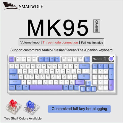 SMAILWOLF MK95 Bluetooth Wireless Three-Mode Mechanical Keyboard Arabic Russian Korean Thai Spanish Keyboard E-Sports Game