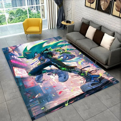 Classic Game S-Sonic Cartoon Non-Slip Area Rug for Living Room,Bedroom,Playroom,Soft Carpet Floor Mat Home Decor Rug Kids Room