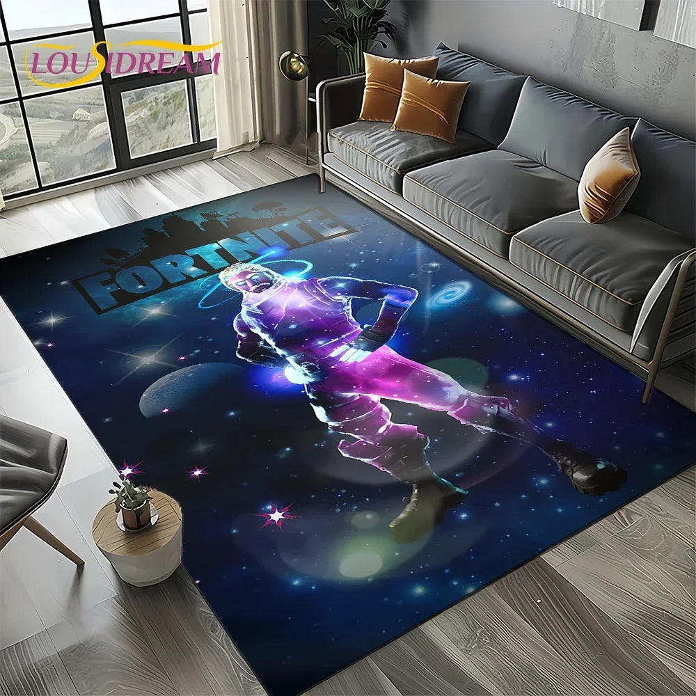 Tapis de jeu 3D F-Fortnite à motif cartoon pour le salon, la chambre, la maison ou la décoration du canapé ; tapis de jeu pour enfants, tapis de sol antidérapant