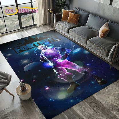 Tapis de jeu 3D F-Fortnite à motif cartoon pour le salon, la chambre, la maison ou la décoration du canapé ; tapis de jeu pour enfants, tapis de sol antidérapant