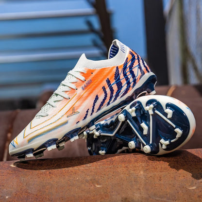 Chaussures de football pour hommes AG FG pour terrain ferme, en matériau PU léger, avec crampons renforcés, pour adultes, pour entraînements de football en extérieur et compétitions.