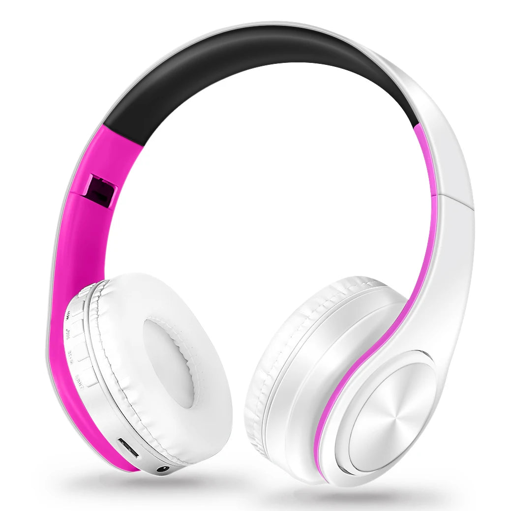 Casque Bluetooth sans fil stéréo AYVVPII avec radio FM et prise en charge de la carte SD avec micro pour téléphone portable Iphone Sumsamg tablette MP3