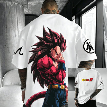T-shirt de algodão de manga curta com estampado de Dragon Ball Z – Son Goku e Vegeta – Roupa para homem e mulher – Estilo Harajuku, Y2K, vintage, verão, streetwear