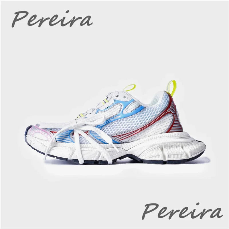Pantofi sport pentru bărbați Street Style cu talpă groasă, culori mixte noi, cu șireturi, încălțăminte casual pentru cupluri, confortabilă și respirabilă, pentru alergare și mers pe jos
