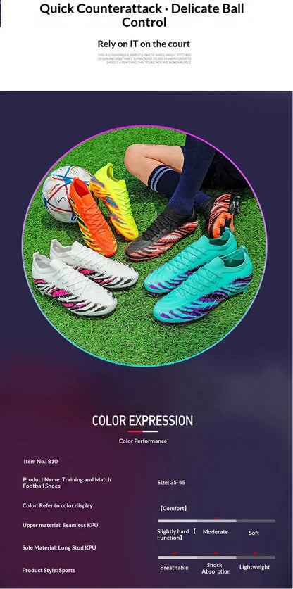 Chuteiras de futebol para homem, sapatos desportivos de futebol, para jogos, unissexo, ultraleves, confortáveis, antiderrapantes, para exterior, para relva, para adultos, de alta qualidade