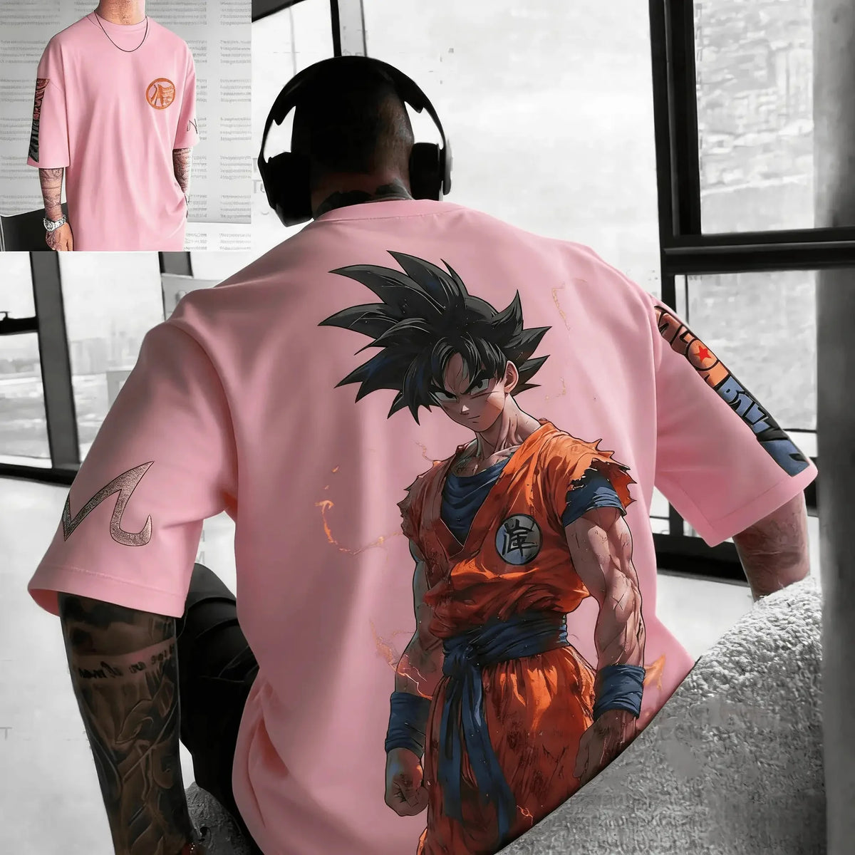 Letní tričko s motivem Dragon Ball – poškozený Goku, vintage anime, pánské, z čisté bavlny, ležérní, volný střih, sportovní, na každodenní nošení