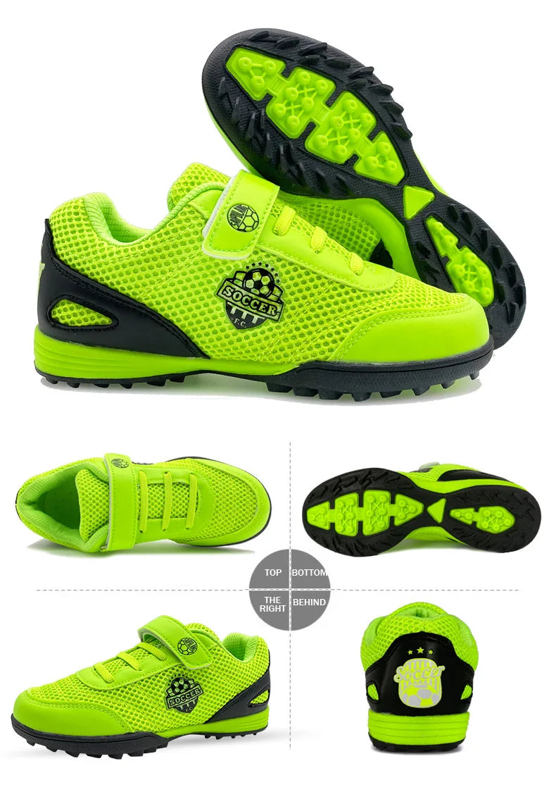 Zapatillas de fútbol para niños y niñas Tf, con cierre de velcro, sin tacos, para lacrosse, para principiantes, para críquet y para béisbol